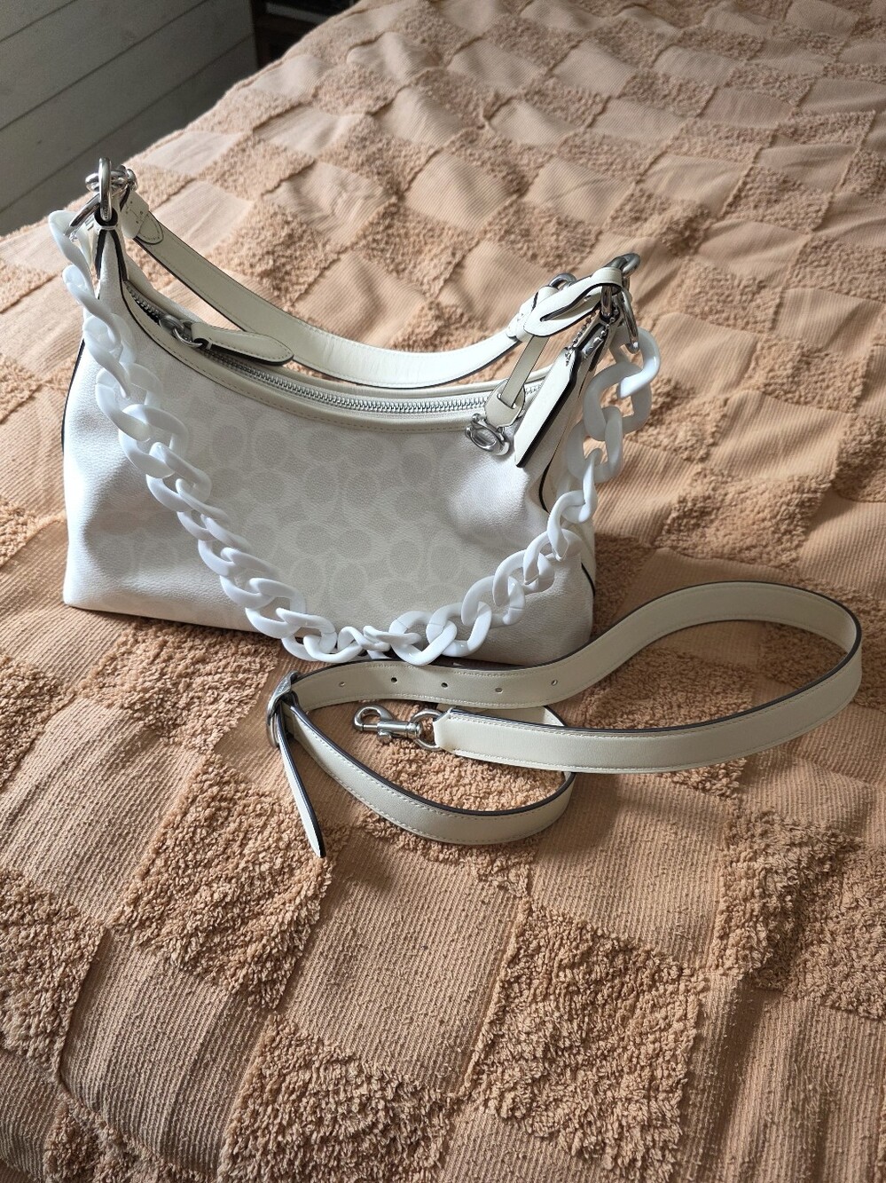 Coach Juliet Signature Canvas Chalk Silver